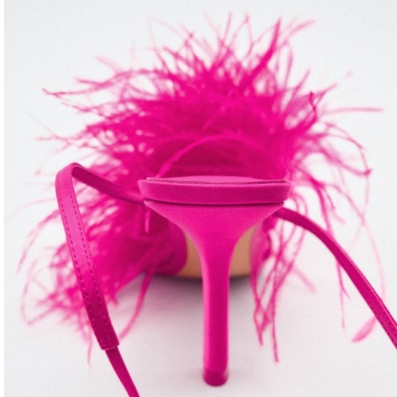 ZARA Feathered High Heel Sandals BNWT - Picture 2 of 4